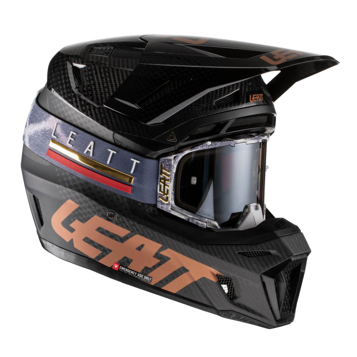 LEATT Helm Moto 9.5 Carbon V22 inkl. Brille, L carbon