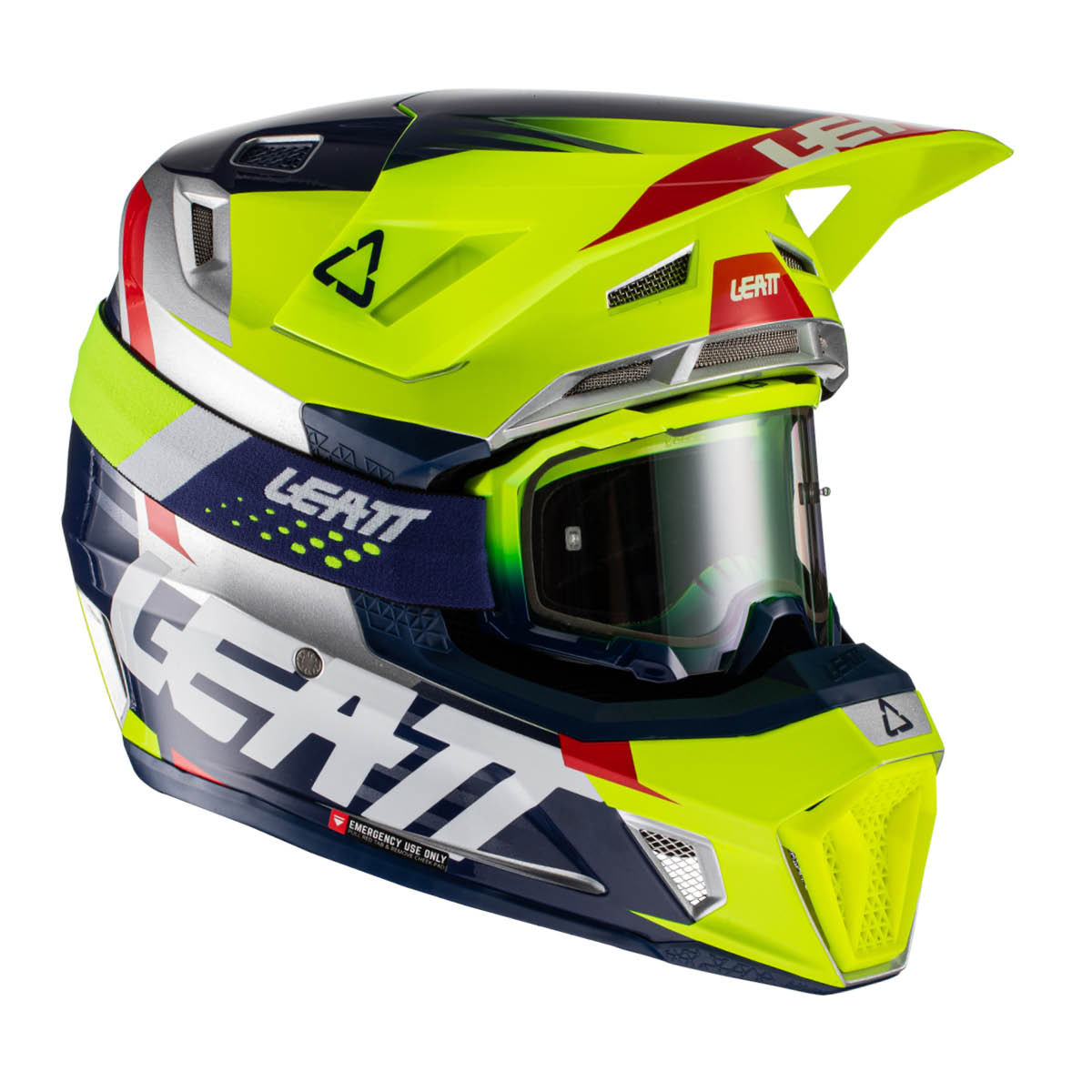 LEATT Helm Moto 7.5 V22 inkl. Brille, XS lime