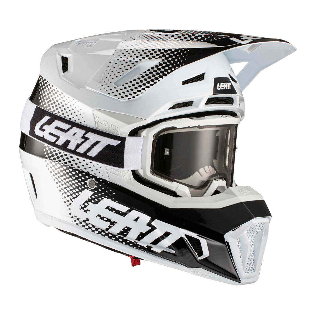 LEATT Helm Moto 7.5 V22 inkl. Brille, Bílá S