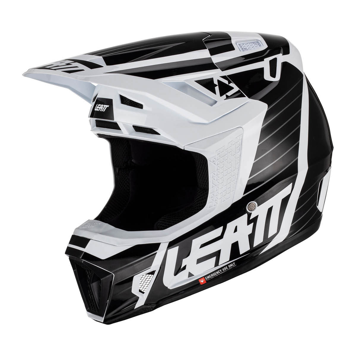 LEATT Motocross Helm Moto 7.5 V23 inkl. Brille, Bílá S
